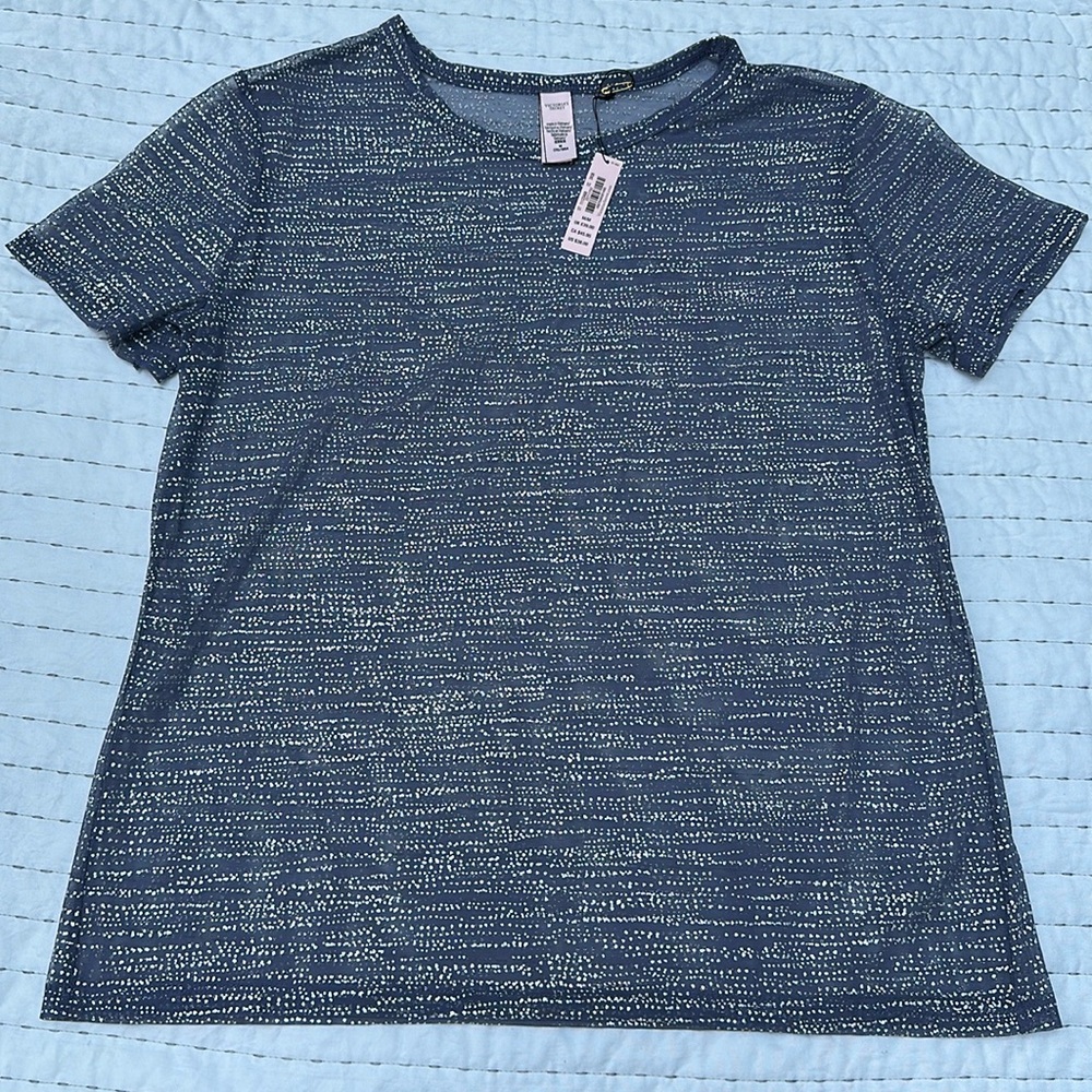 Victoria’s Secret Sheer Shirt Sleep Blue Silver Short Sleeve Medium